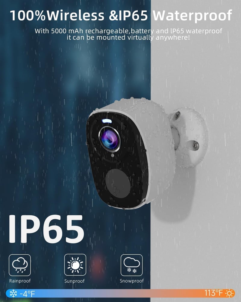ELECCTV 2Pack 5G&2.4G Security Cameras Wireless Outdoor ,2K Camera for Home Security with Motion Detection Spotlight Siren Alarm WiFi Surveillance Indoor Camera, Color Night Vision, 2-Way Talk, IP65, Cloud/SD - Image 5